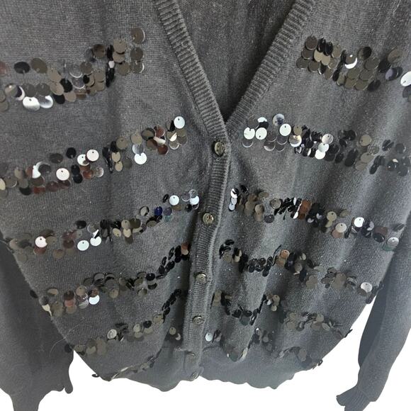 Torrid Paillette Sequin Striped Cardigan Sweater Sz 1X Whiimsigoth Holiday Glam - Picture 3 of 8